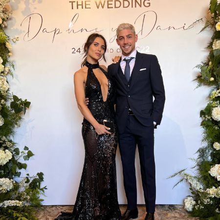 MIna Bonino and her long-time beau, Federico Valverde, took a picture at the wedding of their friends. 